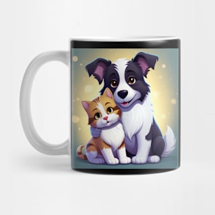 Dog and cat hugging Mug